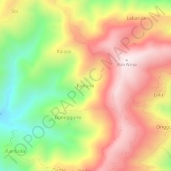 Kanuna topographic map, elevation, terrain