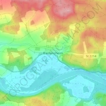 Riedensheim topographic map, elevation, terrain