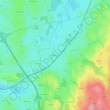 Minderbetzigau topographic map, elevation, terrain