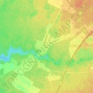 Lacanau-de-Mios topographic map, elevation, terrain