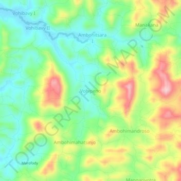 Vohipeno topographic map, elevation, terrain