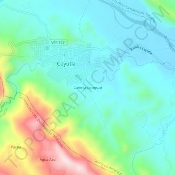 Colonia Zaragoza topographic map, elevation, terrain