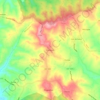 Carrascos topographic map, elevation, terrain