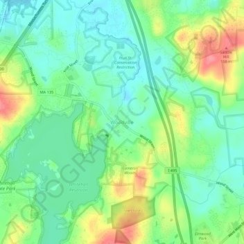 Woodville topographic map, elevation, terrain