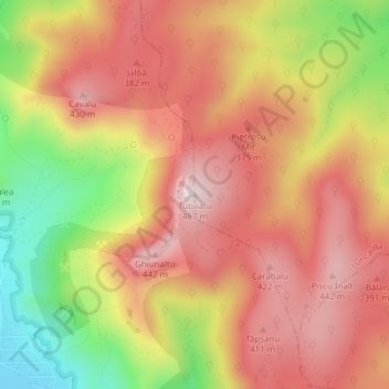Țuțuiatu topographic map, elevation, terrain