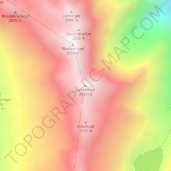 Larmkogel topographic map, elevation, terrain