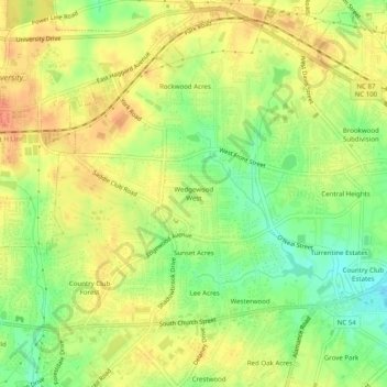 Wedgewood West topographic map, elevation, terrain