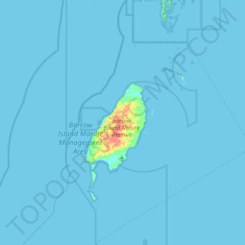 Barrow Island topographic map, elevation, terrain