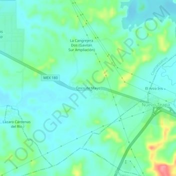 Cinco de Mayo topographic map, elevation, terrain