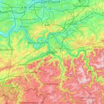Hagen topographic map, elevation, terrain