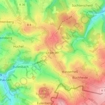 Uckerath topographic map, elevation, terrain