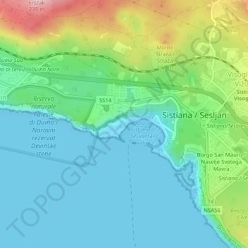 Caravella topographic map, elevation, terrain