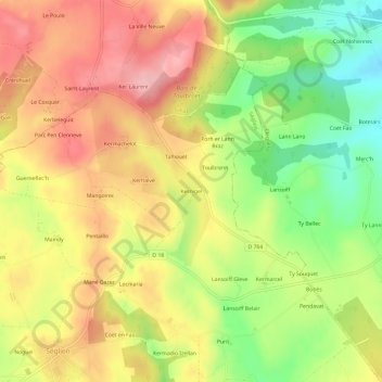 Kernigel topographic map, elevation, terrain