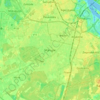 Mārupe topographic map, elevation, terrain