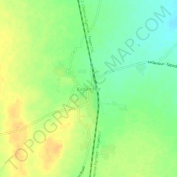 Kadambur topographic map, elevation, terrain