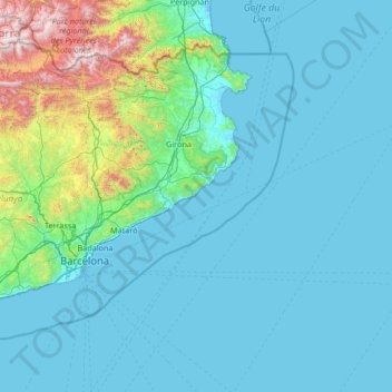 Costa Brava topographic map, elevation, terrain