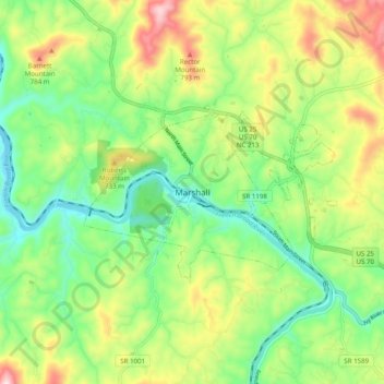 Marshall topographic map, elevation, terrain