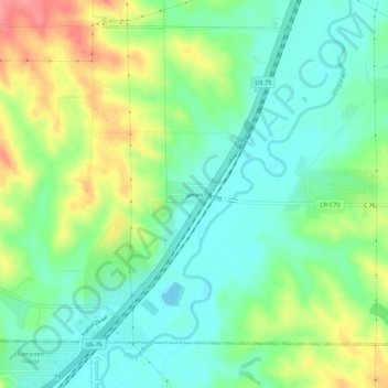 James topographic map, elevation, terrain