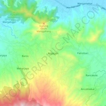 Arjasari topographic map, elevation, terrain