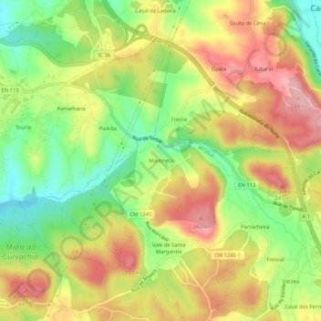 Martinela topographic map, elevation, terrain
