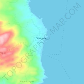 Agcogon topographic map, elevation, terrain