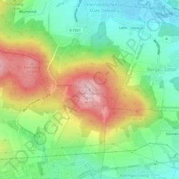 Mönchswalder Berg topographic map, elevation, terrain