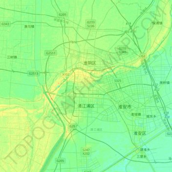 Huai'an topographic map, elevation, terrain