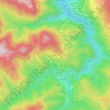 Poxcautla topographic map, elevation, terrain