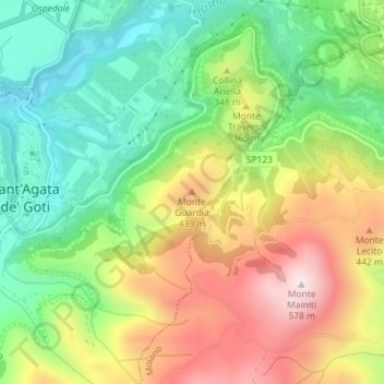 Monte Guardia topographic map, elevation, terrain