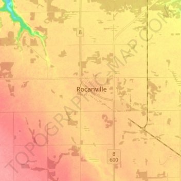 Rocanville topographic map, elevation, terrain