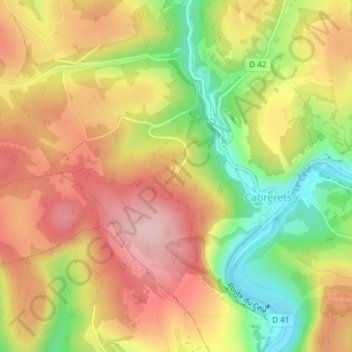 Grotte de Pech-Merle topographic map, elevation, terrain