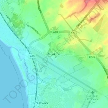 Monkton topographic map, elevation, terrain