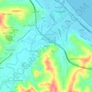 Ferretti topographic map, elevation, terrain