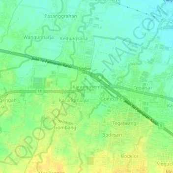 Karangasem topographic map, elevation, terrain