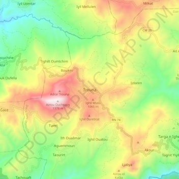 Trouna topographic map, elevation, terrain