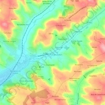 Bellile topographic map, elevation, terrain