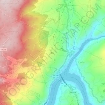 Eja topographic map, elevation, terrain