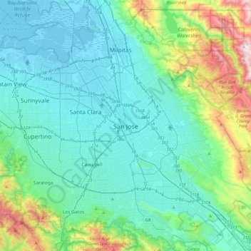 San Jose topographic map, elevation, terrain