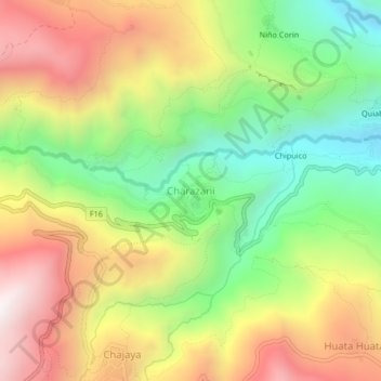 Charazani topographic map, elevation, terrain