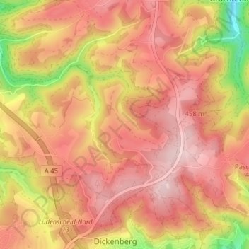 Sonnenscheid topographic map, elevation, terrain