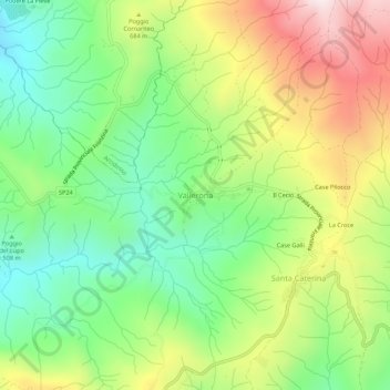 Vallerona topographic map, elevation, terrain