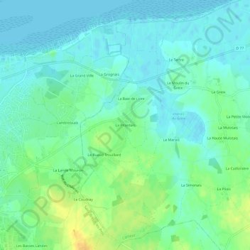 La Pitardais topographic map, elevation, terrain