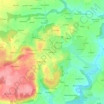 Guérignan topographic map, elevation, terrain