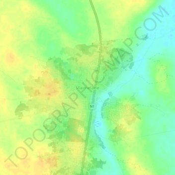 Maimelane topographic map, elevation, terrain