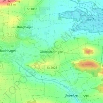 Oberbechingen topographic map, elevation, terrain