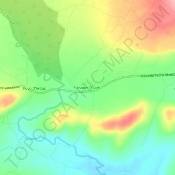 Povoado Triunfo topographic map, elevation, terrain