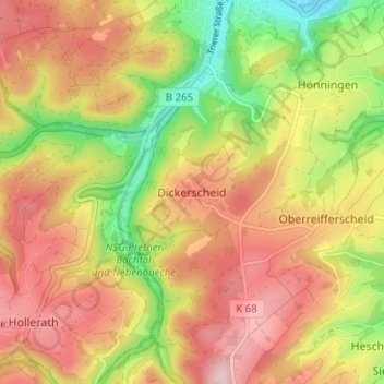 Dickerscheid topographic map, elevation, terrain