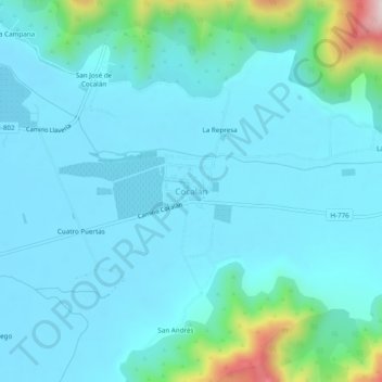 Cocalán topographic map, elevation, terrain