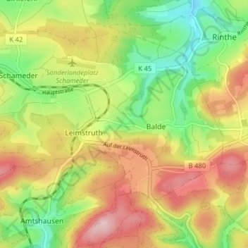 Melbach topographic map, elevation, terrain