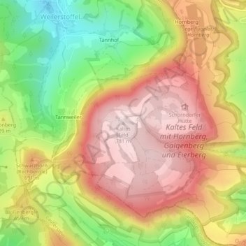 Kaltes Feld topographic map, elevation, terrain